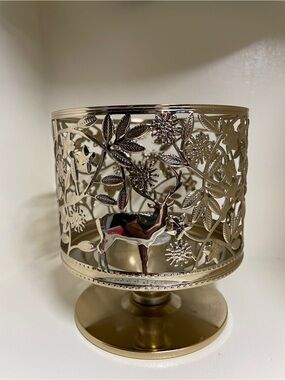 Gold Reindeer Cutout Metal Candle Holder/ Bath and Bodyworks